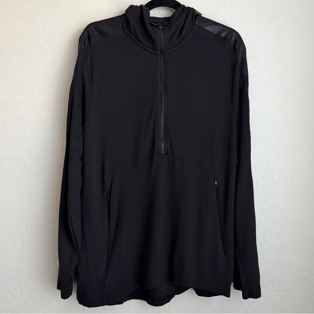 J.Lindeberg Men's Colin Double Mesh Half Zip Long Sleeve Hoodie Black Medium‎